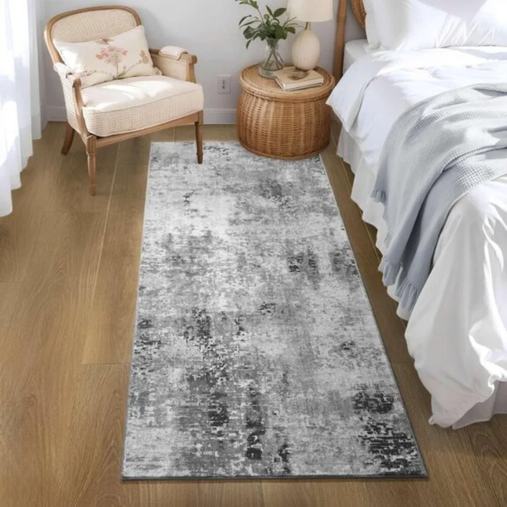 New 2x6 Runner Rug for Hallways & Kitchen, Non-Slip Washable Soft Grey Carpet